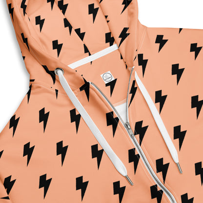 Men's All-Over Print Recycled Unisex Zip Hoodie Lighting Orange Mandys Pink