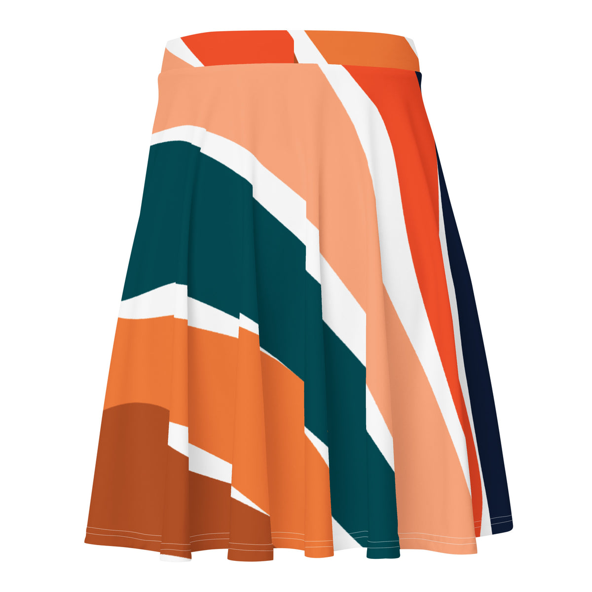 Women's Orange Colorful Waves Skater Skirt