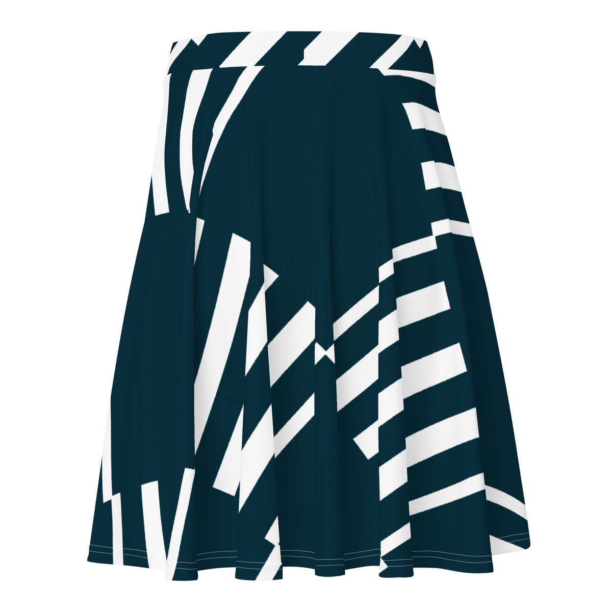 All-Over Print Skater Skirt Love Pattern Stripes Blue Whale