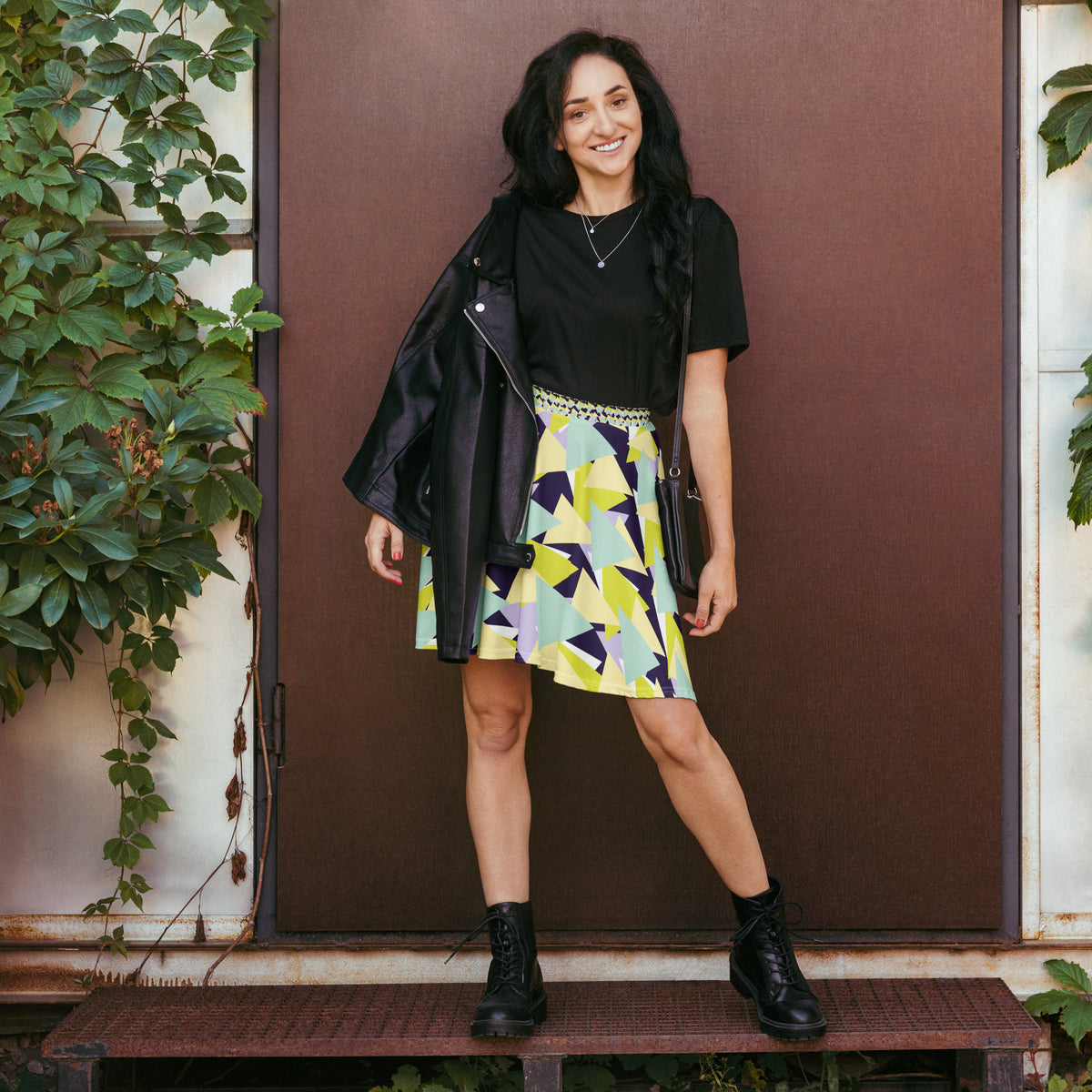 All-Over Print Skater Skirt Diamonds Banana Mania Yellow/Tolopea Purple