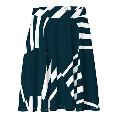 All-Over Print Skater Skirt Love Pattern Stripes Blue Whale
