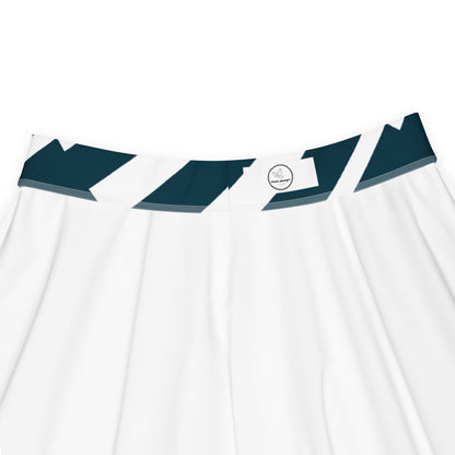 All-Over Print Skater Skirt Love Pattern Stripes Blue Whale