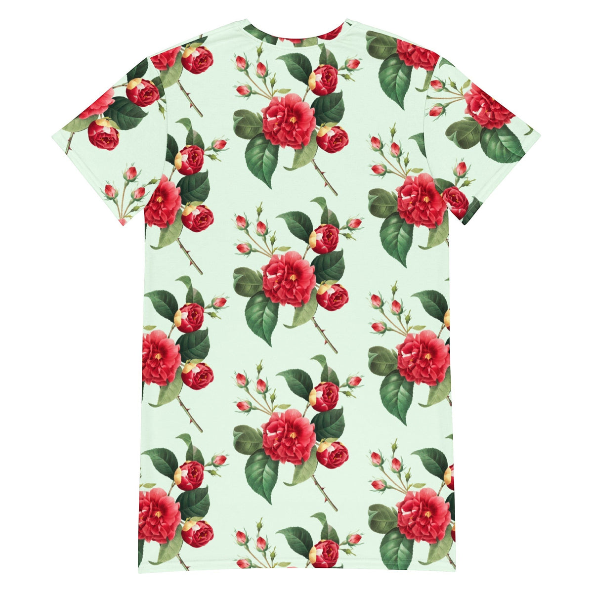 Mint Green Floral T-Shirt Dress  | All-Over Print