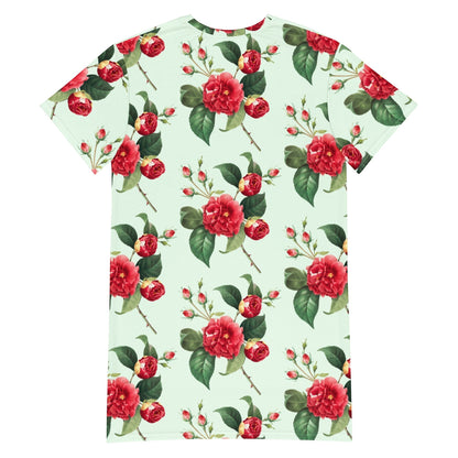 Mint Green Floral T-Shirt Dress  | All-Over Print