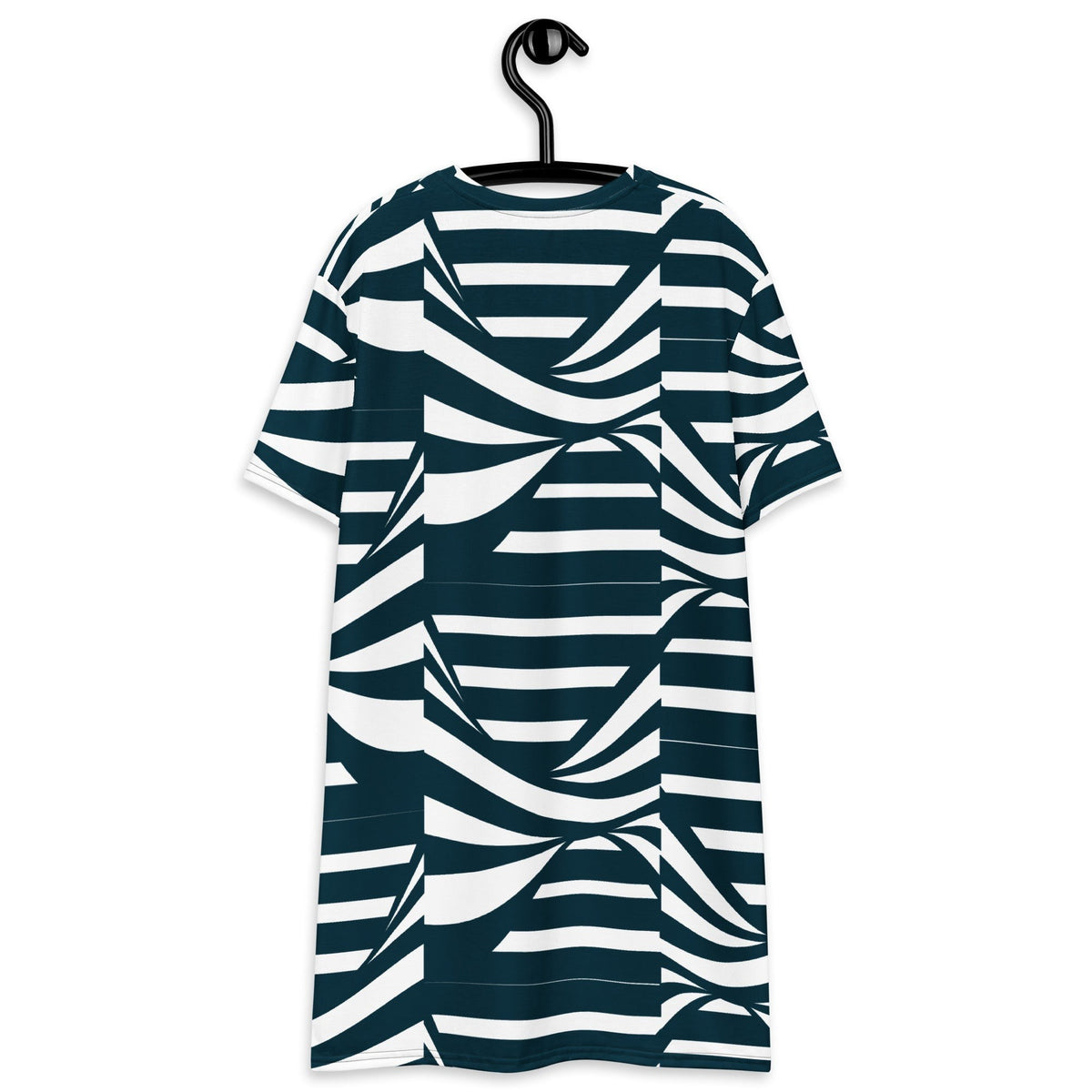 Navy and White Abstract Stripe T-Shirt Dress  | All-Over Print