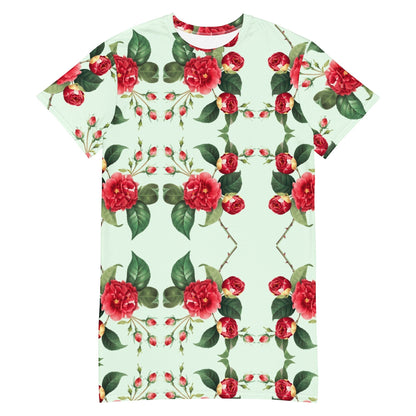 Mint Green Floral T-Shirt Dress  | All-Over Print