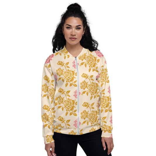 All-Over Print Unisex Vintage Rose Bomber Jacket for Woman