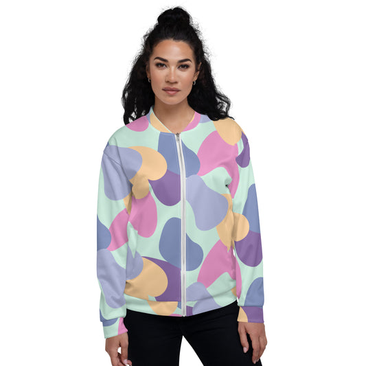 All-Over Print Unisex Pastel Pop Bomber Jacket for Woman