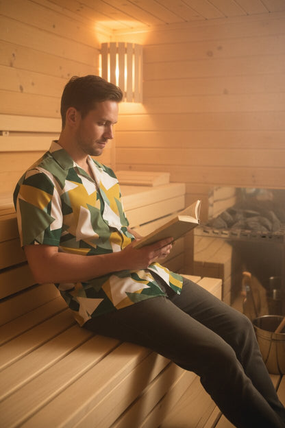 Men's Geometric Camo Short Sleeve Button Shirt Triangles III