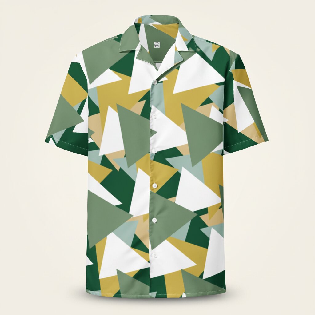 Men's Geometric Camo Short Sleeve Button Shirt Triangles III