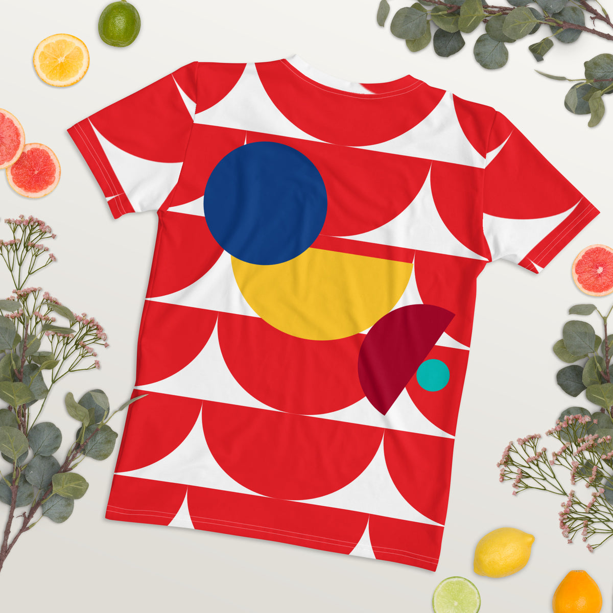 Women's All-Over Print Crew Neck T-Shirt Mushroom Red Alizarin