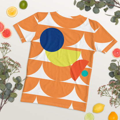 Women's All-Over Print Crew Neck T-Shirt Mushroom Orange Chardonnay