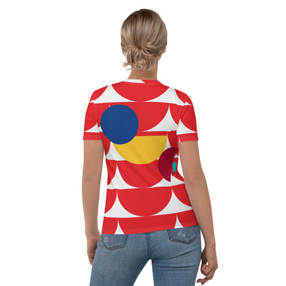 Women's All-Over Print Crew Neck T-Shirt Mushroom Red Alizarin