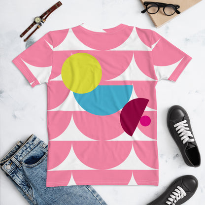 Women's All-Over Print Crew Neck T-Shirt Mushroom Tickle Me Pink