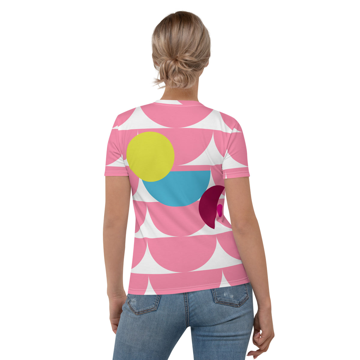 Women's All-Over Print Crew Neck T-Shirt Mushroom Tickle Me Pink