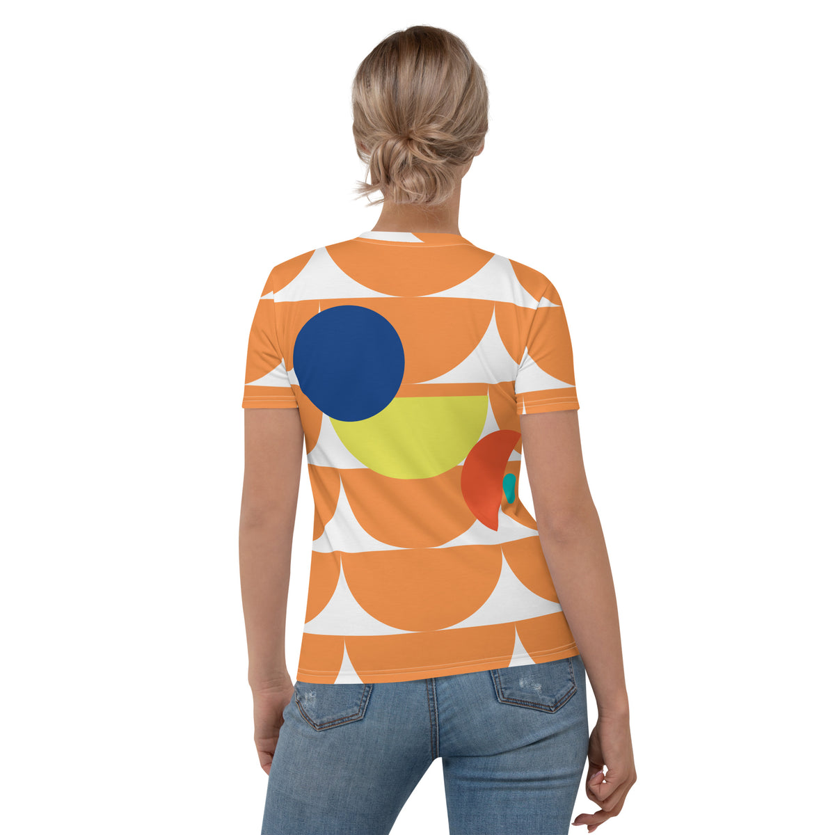 Women's All-Over Print Crew Neck T-Shirt Mushroom Orange Chardonnay