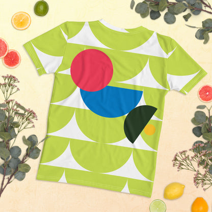 Women's All-Over Print Crew Neck T-Shirt Mushroom Green Mindaro