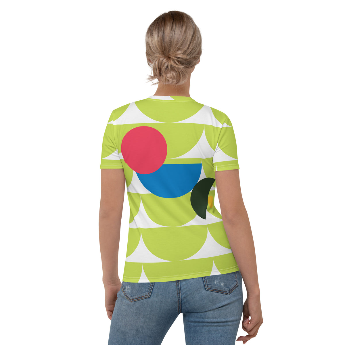 Women's All-Over Print Crew Neck T-Shirt Mushroom Green Mindaro