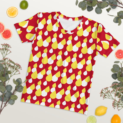 Women's Crew Neck T-Shirt Raindrops Three Colors