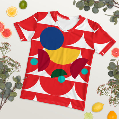 Women's All-Over Print Crew Neck T-Shirt Mushroom Red Alizarin