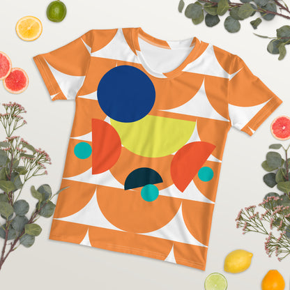 Women's All-Over Print Crew Neck T-Shirt Mushroom Orange Chardonnay