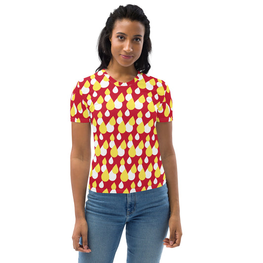 Women's Crew Neck T-Shirt Raindrops Three Colors