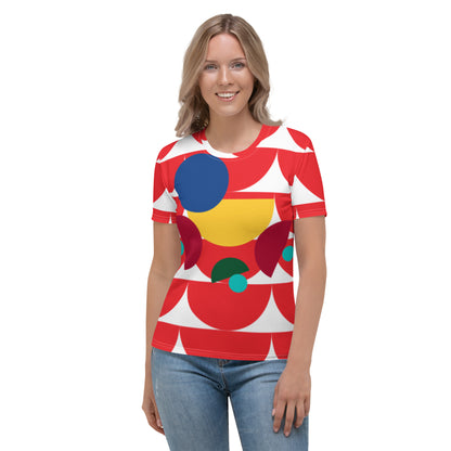Women's All-Over Print Crew Neck T-Shirt Mushroom Red Alizarin