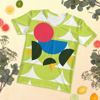 Women's All-Over Print Crew Neck T-Shirt Mushroom Green Mindaro