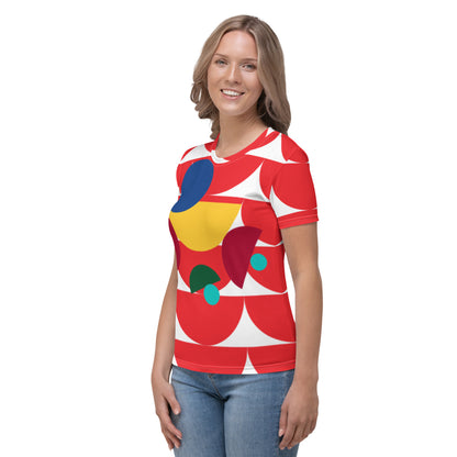 Women's All-Over Print Crew Neck T-Shirt Mushroom Red Alizarin