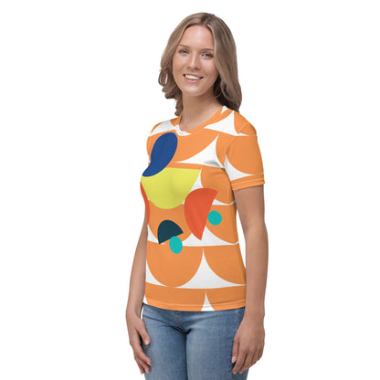 Women's All-Over Print Crew Neck T-Shirt Mushroom Orange Chardonnay