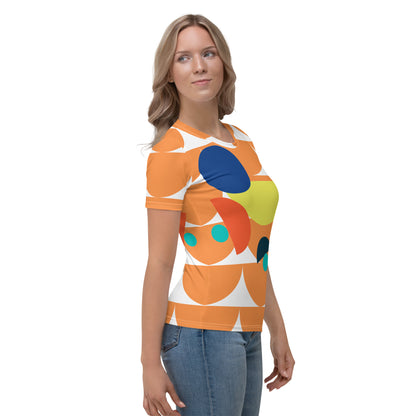 Women's All-Over Print Crew Neck T-Shirt Mushroom Orange Chardonnay
