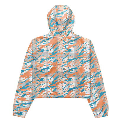Women’s Triangle Geometric Cropped Windbreaker | All-Over Print
