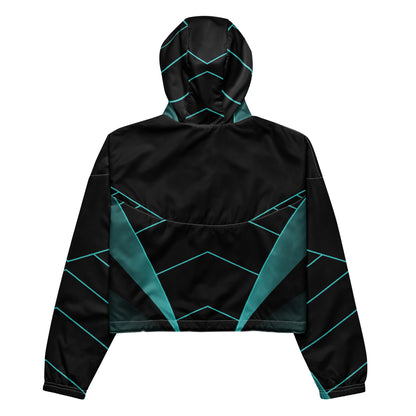 Women’s Blue V-Line Cropped Windbreaker | All-Over Print