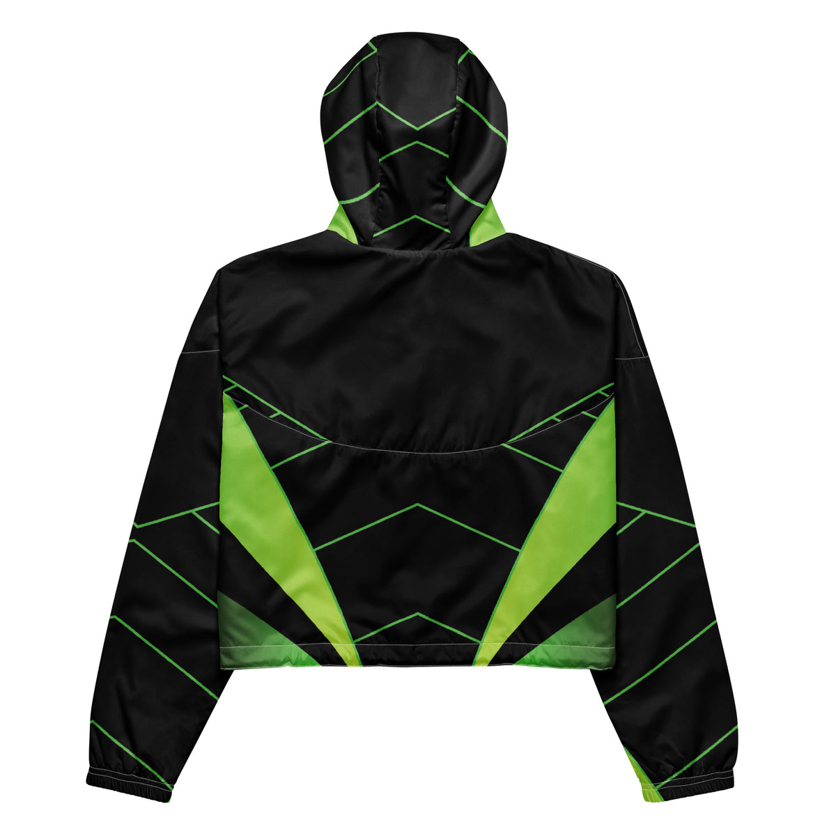 Women’s Neon Green V-Line Cropped Windbreakern | All-Over Print