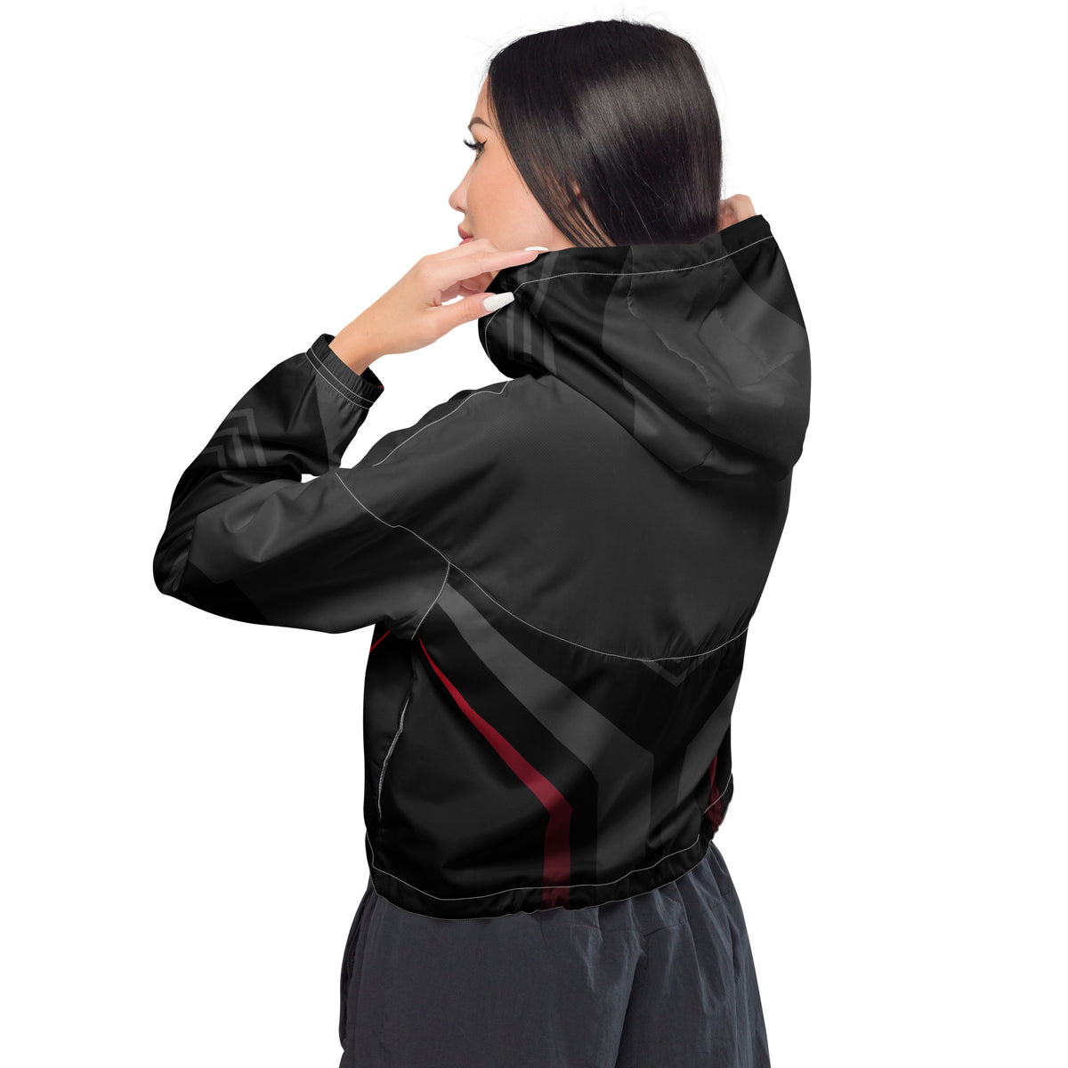 Women’s Cyberpunk Stealth Cropped Windbreaker | All-Over Print