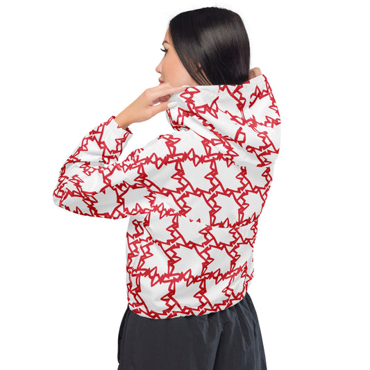 All-Over Print Women’s Cropped Windbreaker Maple Leaves