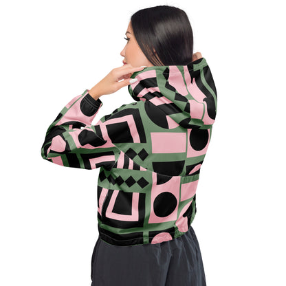 Women’s Mod Geometric Cropped Windbreaker | All-Over Print