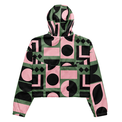 Women’s Mod Geometric Cropped Windbreaker | All-Over Print