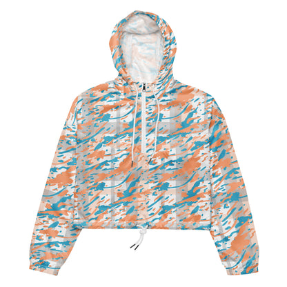 Women’s Triangle Geometric Cropped Windbreaker | All-Over Print