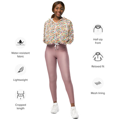 Women’s Colorful Rings Cropped Windbreaker | All-Over Print