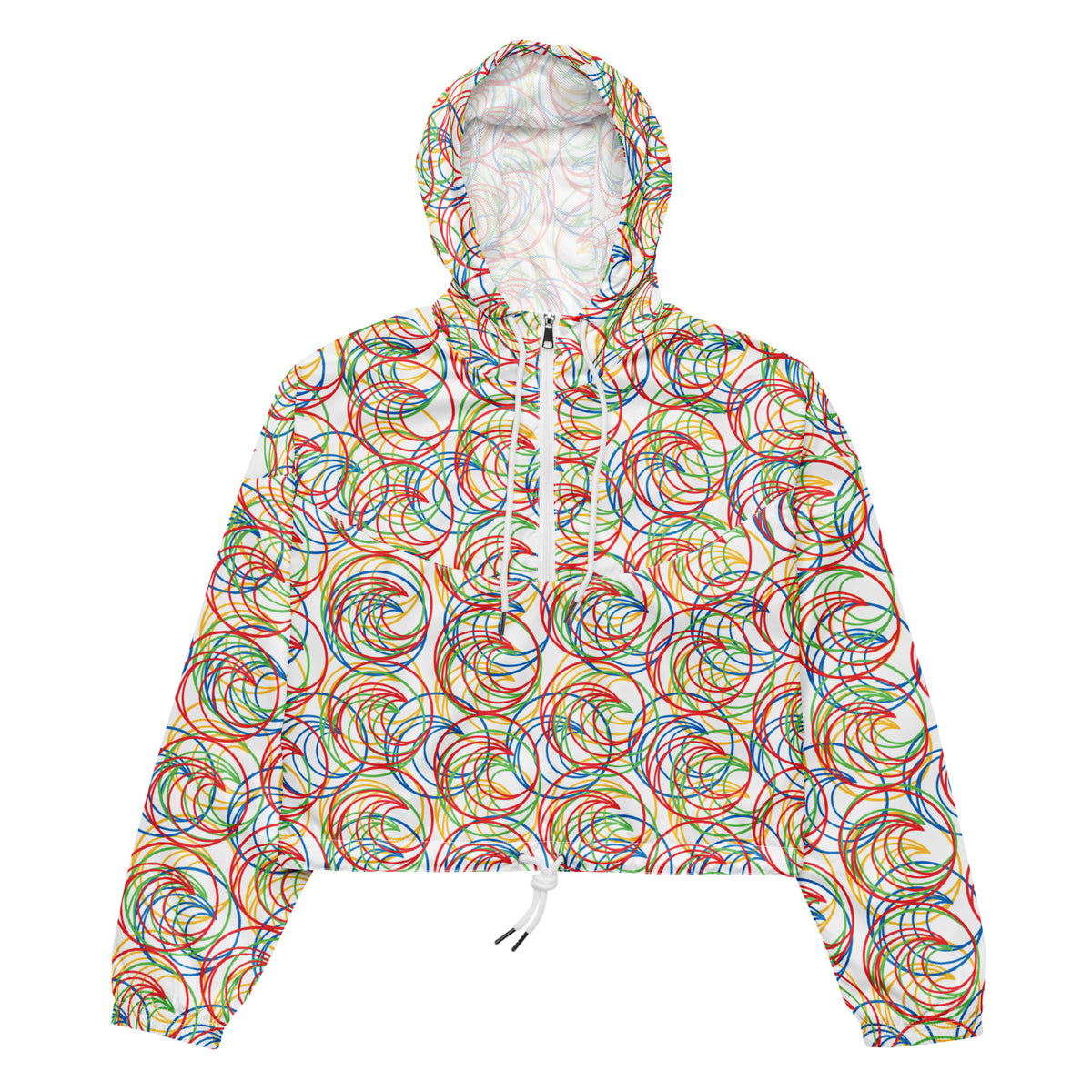 Women’s Colorful Rings Cropped Windbreaker | All-Over Print