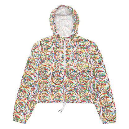 Women’s Colorful Rings Cropped Windbreaker | All-Over Print