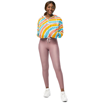 Women’s Cropped Windbreaker Sherbert Swirl | All-Over Print