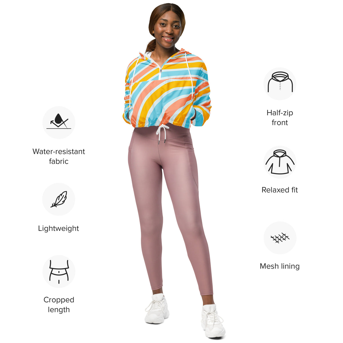 Women’s Cropped Windbreaker Sherbert Swirl | All-Over Print