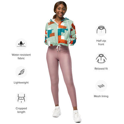 Women’s Cropped Windbreaker Abstract Edgewater | All-Over Print