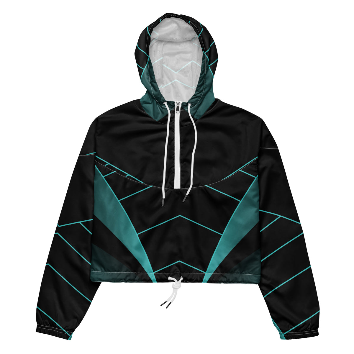 Women’s Blue V-Line Cropped Windbreaker | All-Over Print