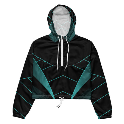Women’s Blue V-Line Cropped Windbreaker | All-Over Print