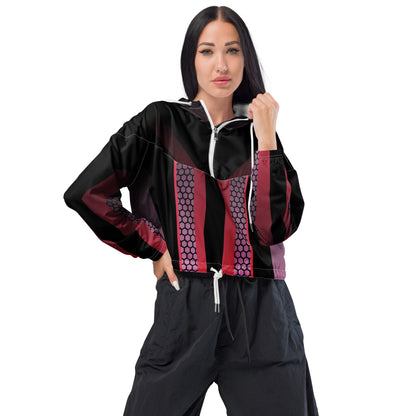 Women’s Cyberpunk Hexagon Mesh Cropped Windbreaker | All-Over Print