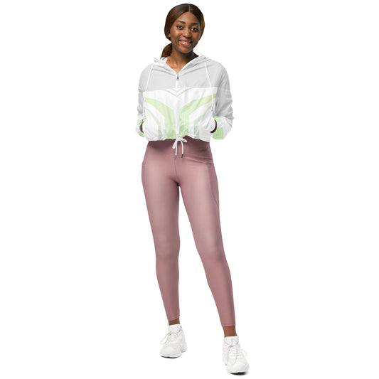 All-Over Print Women’s Cropped Windbreaker Geometric White