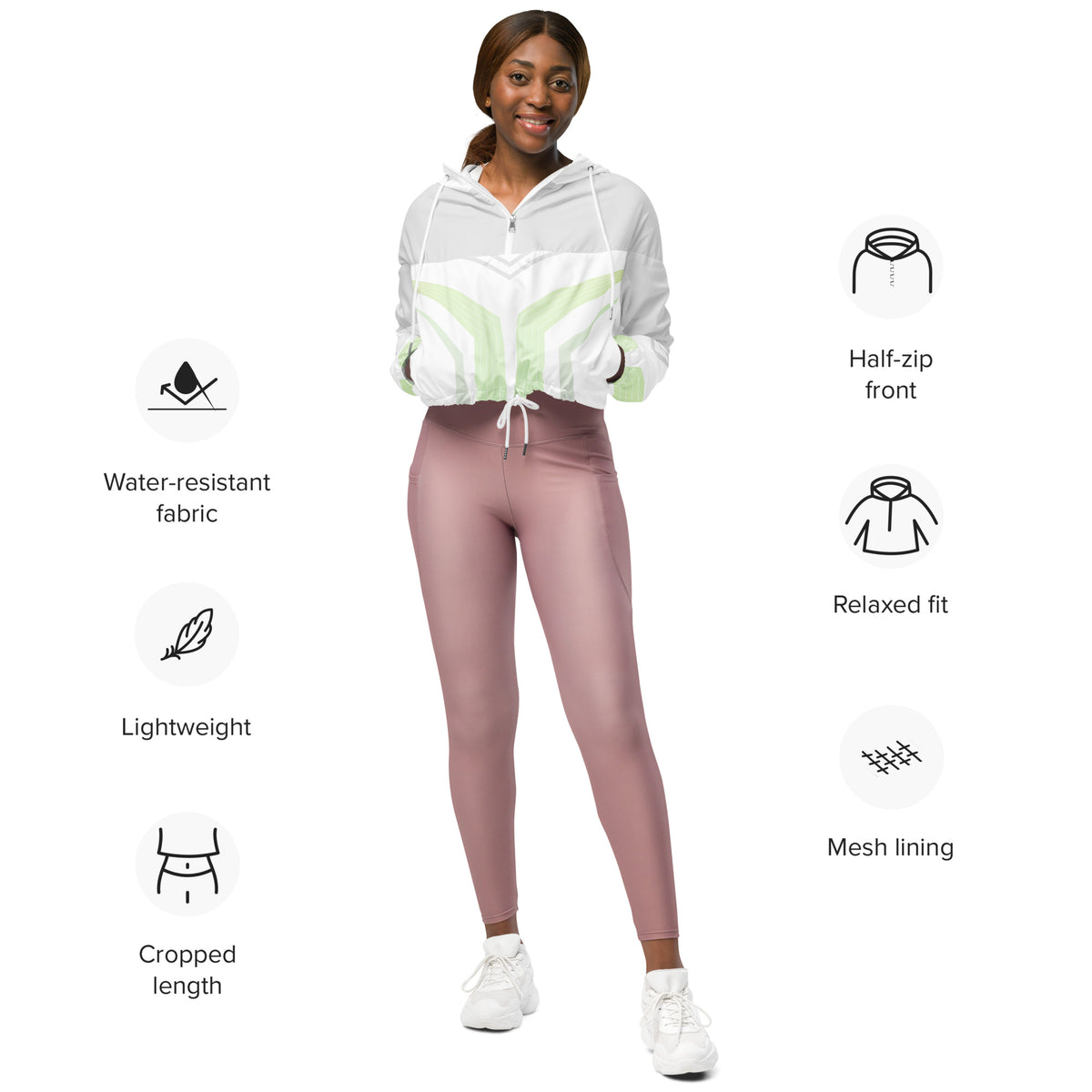 Women’s Geometric Cyber Track Cropped Windbreake | All-Over Print